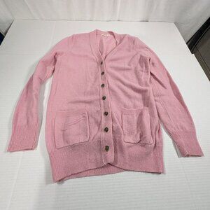 WoolOvers Pink Cardigan 100% Pure New Wool Womens Small **
